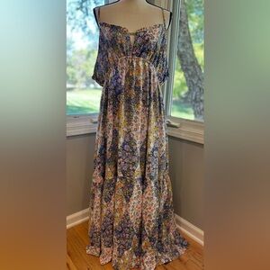 Angie gorgeous purple blue Floral Patchwork maxi Dress 1X